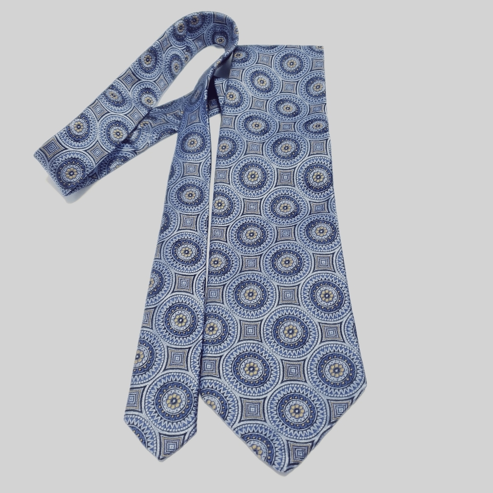 ☆NWOT ROBERT TALBOTT WOVEN GEOMETRIC BLUE TIE